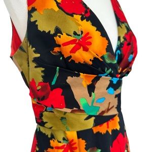 Tropical Floral Colorful Dress Summer Vacation Wedding Wrap Style MIDI Dress